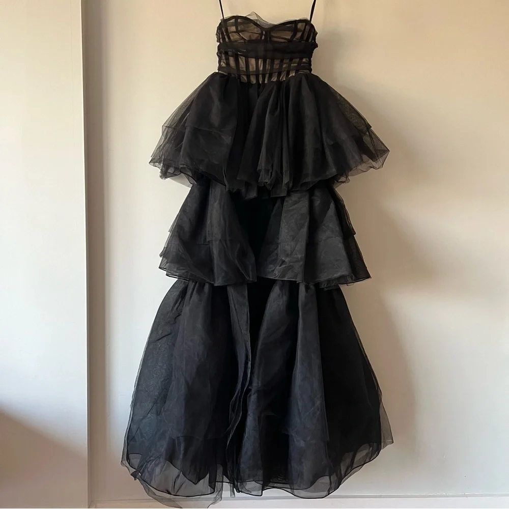 NBD Paula Gown in Black Tulle Maxi Dress Size XS - Picture 3 of 8